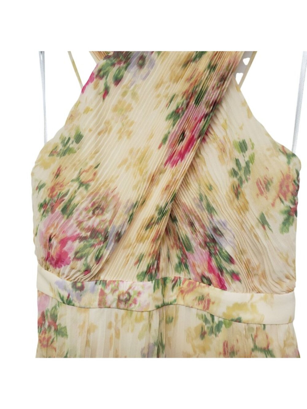 Ted Baker London Yellow Amerah Cross Front Floral Pleated Midi Dress Wedding - Picture 13 of 15